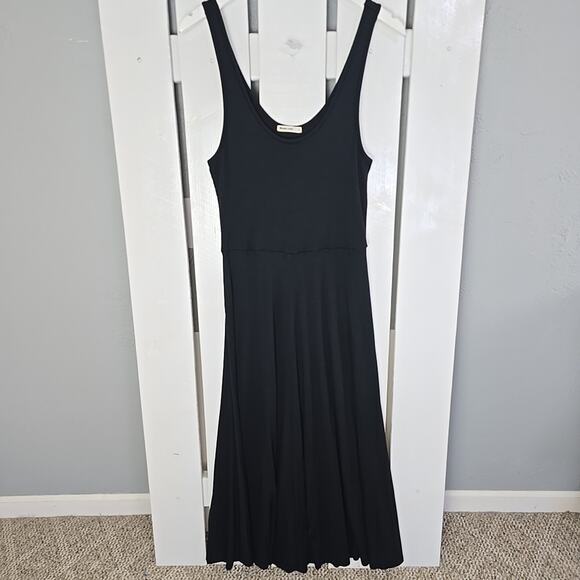 Marine Layer Lexi Rib Fit and Flare Midi Tank Dress Large Black Beach Travel - Picture 2 of 13